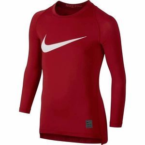 NEW Boys Large L NIKE Training T-Shirt Long Sleeves Pullover Crew Neck Red 72646